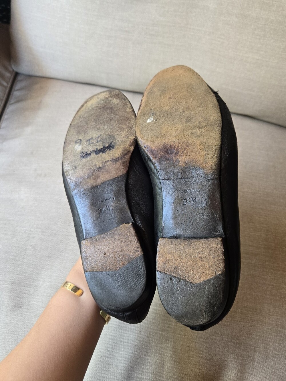 Chanel Vintage Ballet Flats Shoes Slippers Black Lambskin Leather Size 35.5 - Picture 12 of 16